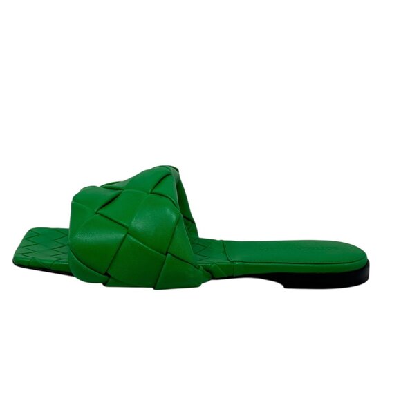 Bottega Veneta Nappa Maxi Intrecciato Lido Flat Sandals Green Size 37.5 7.5 - Picture 6 of 13